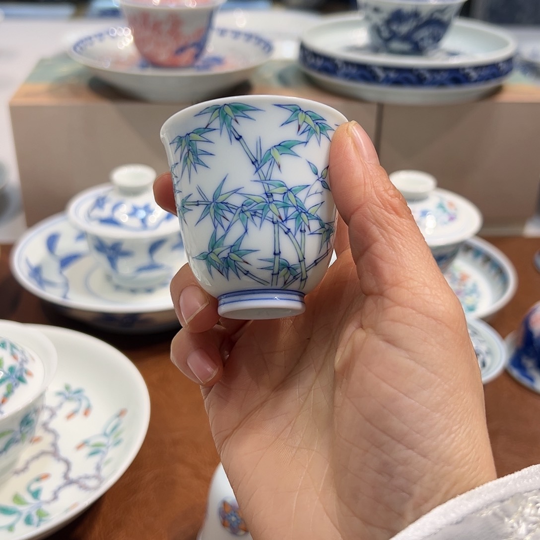 杯子斗彩竹子闻香杯60毫升