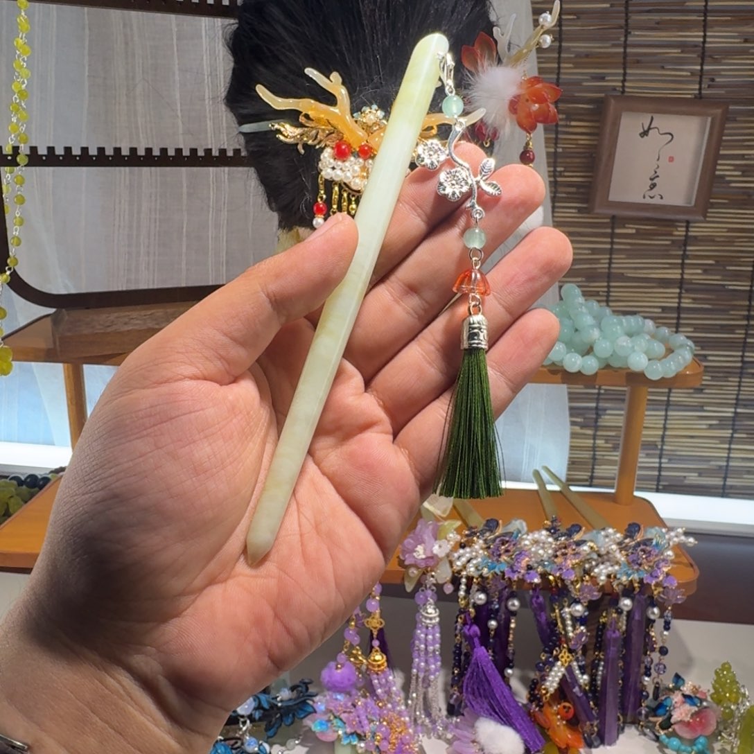 蛇纹石玉合金发饰