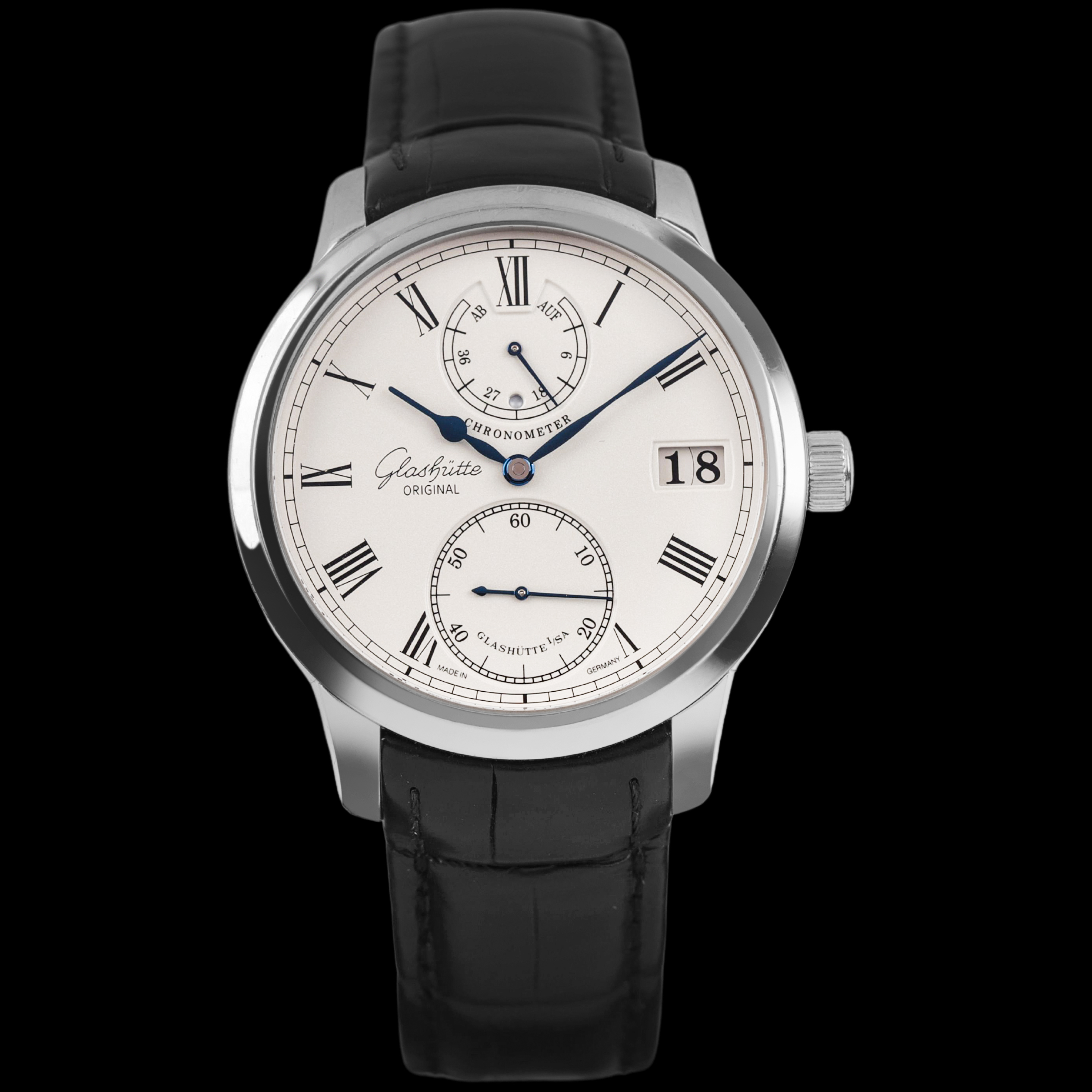 95新 Glashutte/格拉苏蒂 S/原创议员/18k白金/二手单表/42mm