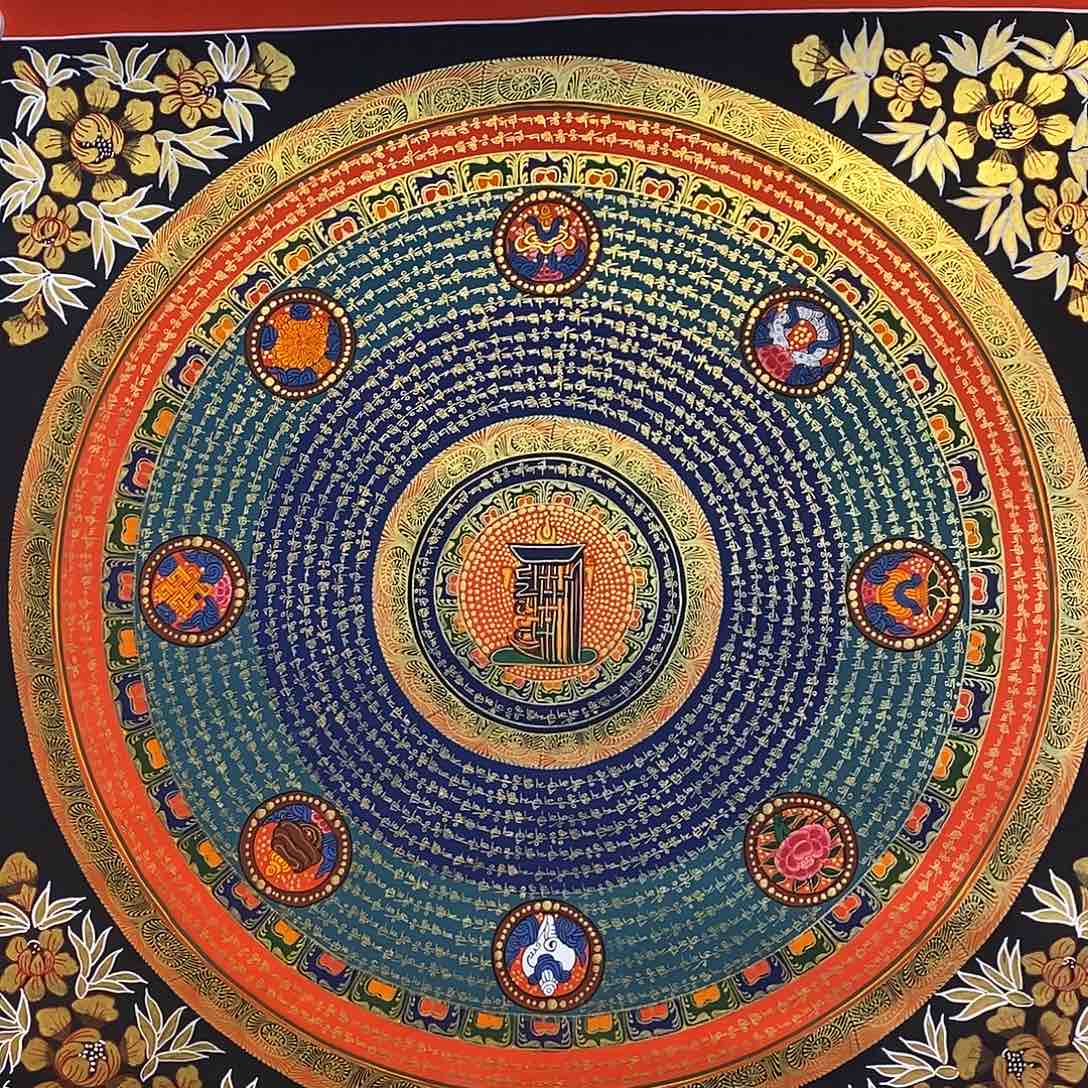 卷轴画大**儿纯手绘六字真言唐卡70厘米左右