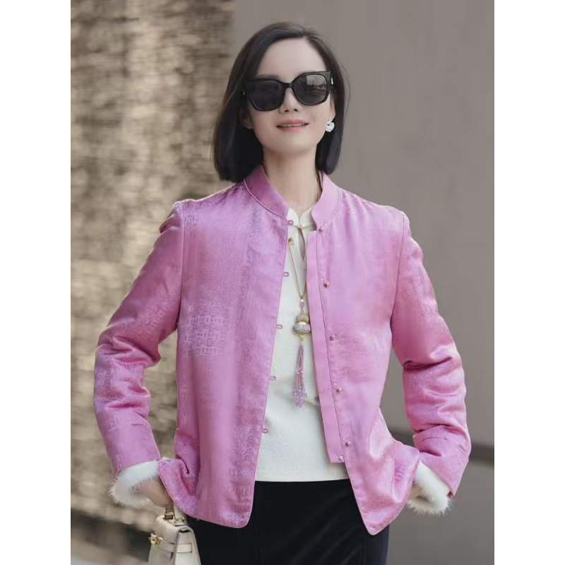 QIAN【上久楷·紫色战国策·棉袄】100%桑蚕丝+3M棉上衣外套棉袄