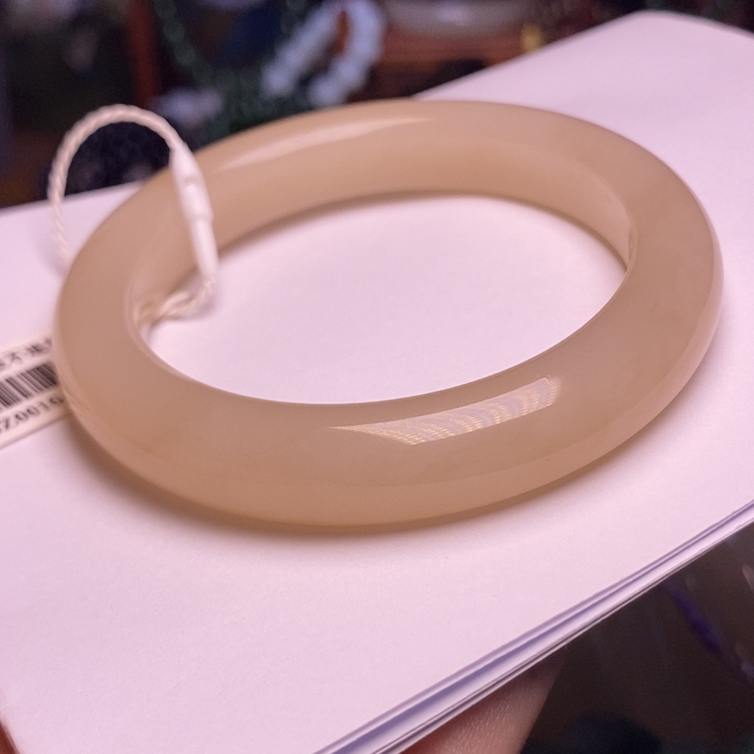 和田玉未镶嵌颈饰藕粉老熟料红粉收藏手镯58.8