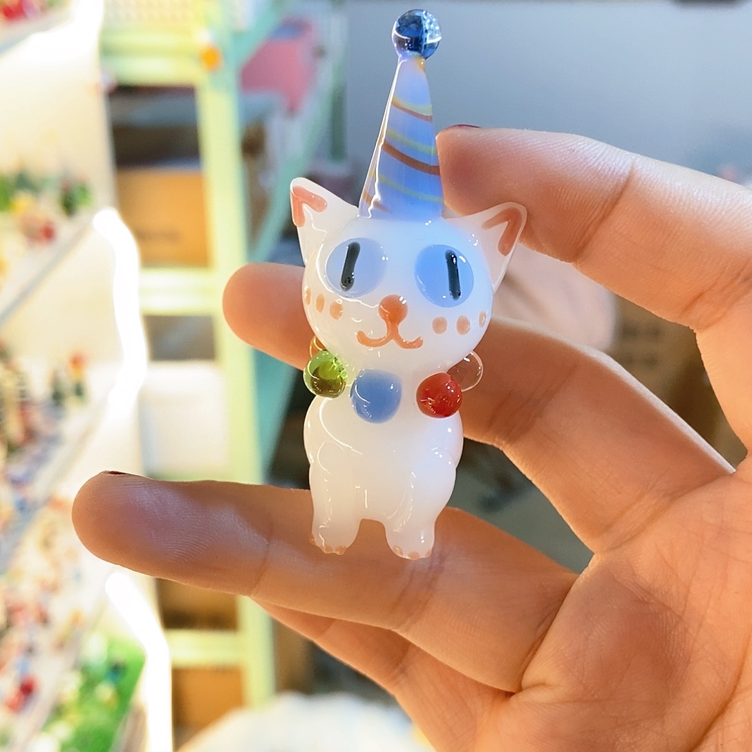 琉璃手工艺品彩珠猫