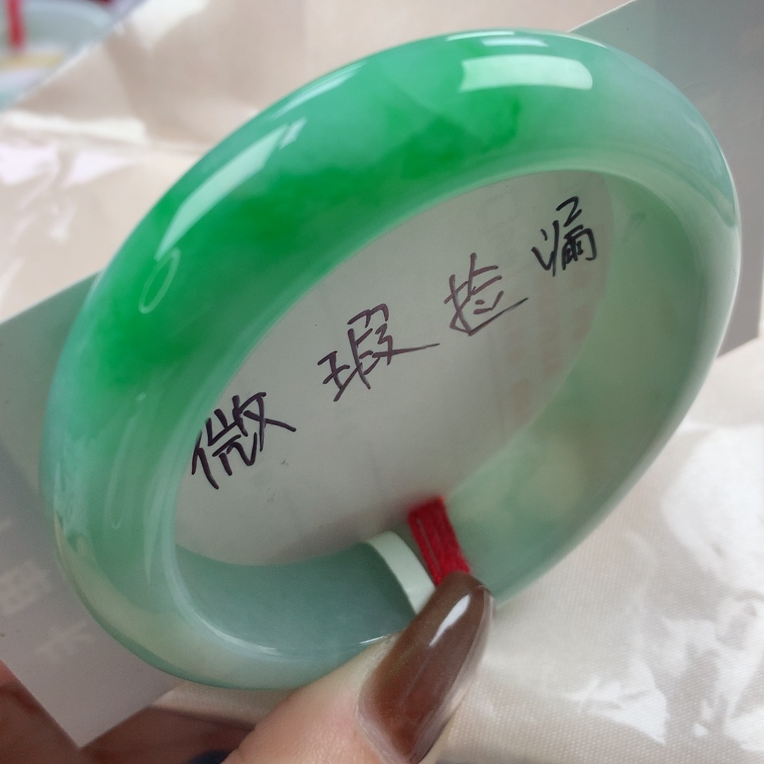 未镶嵌手镯翡翠水汪汪阳春白雪玉质细腻正圈51