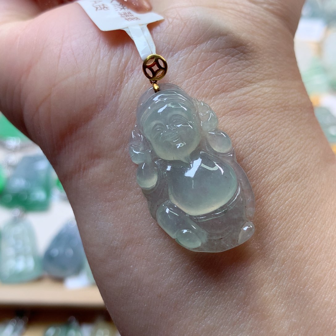 翡翠吊坠(不含链)18K金镶嵌