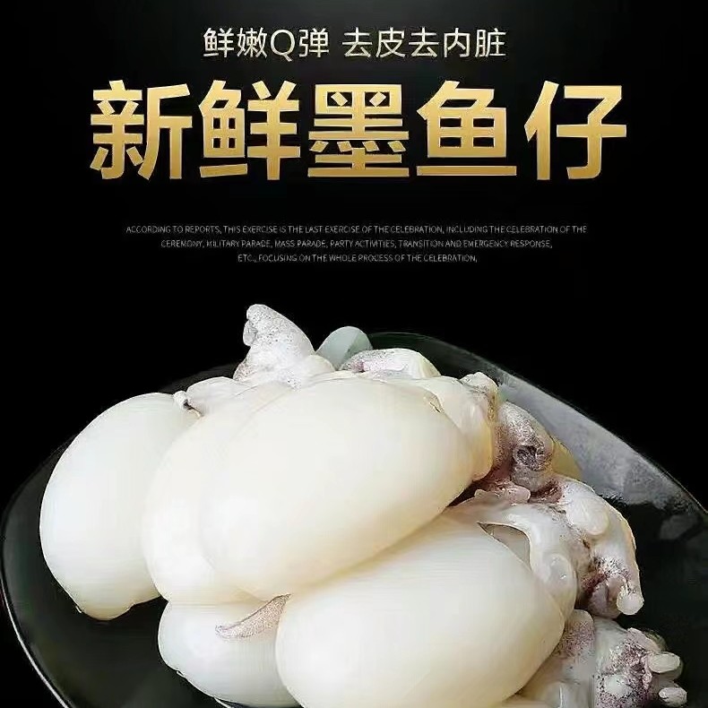 【张哈哈‖新疆包邮】新鲜速冻墨鱼仔带头去内脏一袋2kg纯干冰