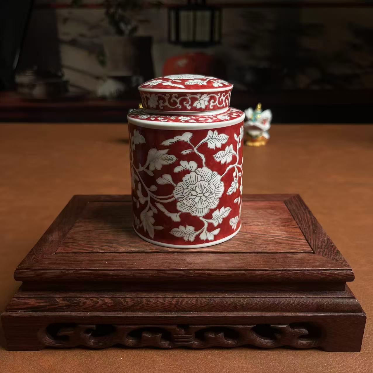 博艺瓷器 青花红茶叶罐-0047