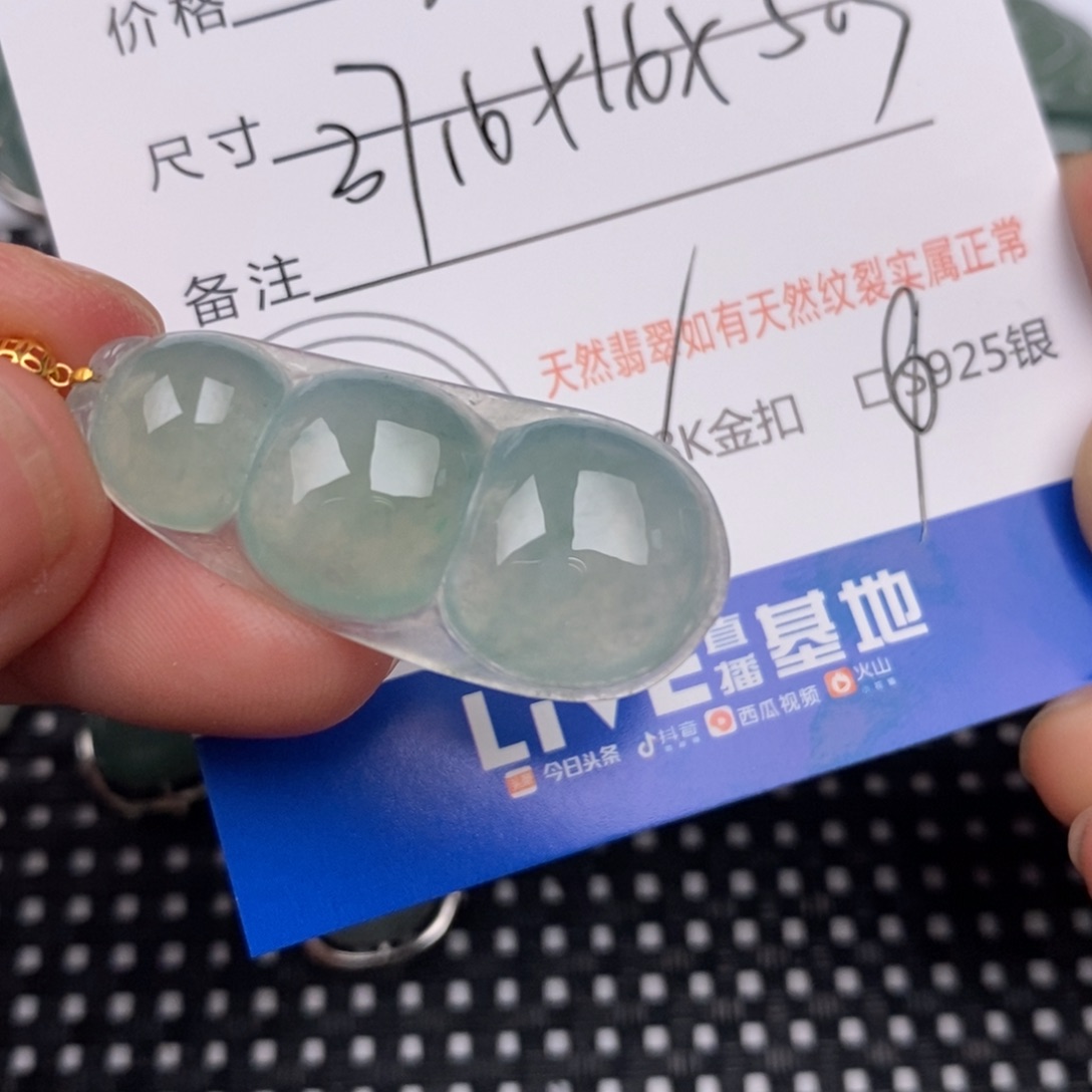 不***波翡翠18K金镶嵌颈饰