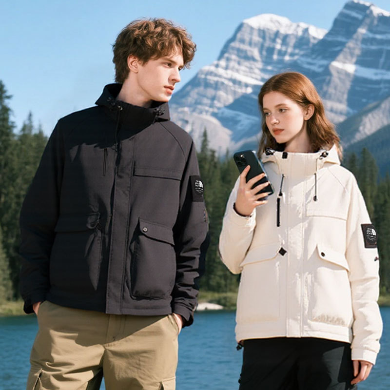 动感北面冲锋衣男黑色外套女三防防风防水外套旅游登山服