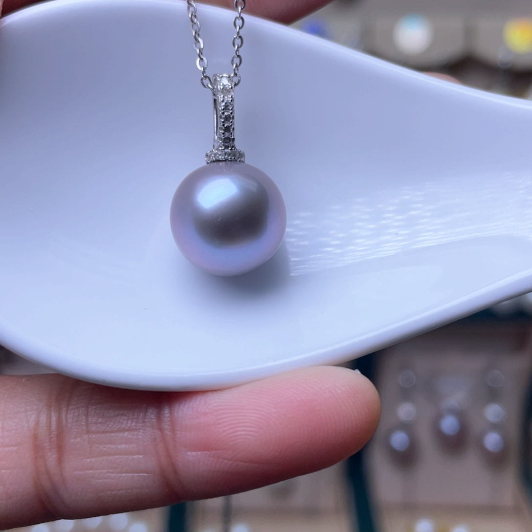 淡水珍珠吊坠银S925镶嵌