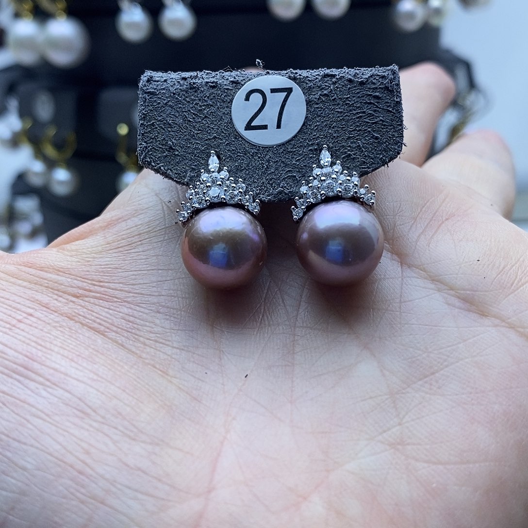 淡水珍珠耳饰银S925镶嵌