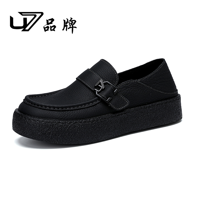 U7品牌男鞋  大象纹牛皮  新款轻便百搭休闲皮鞋一脚蹬男士鞋