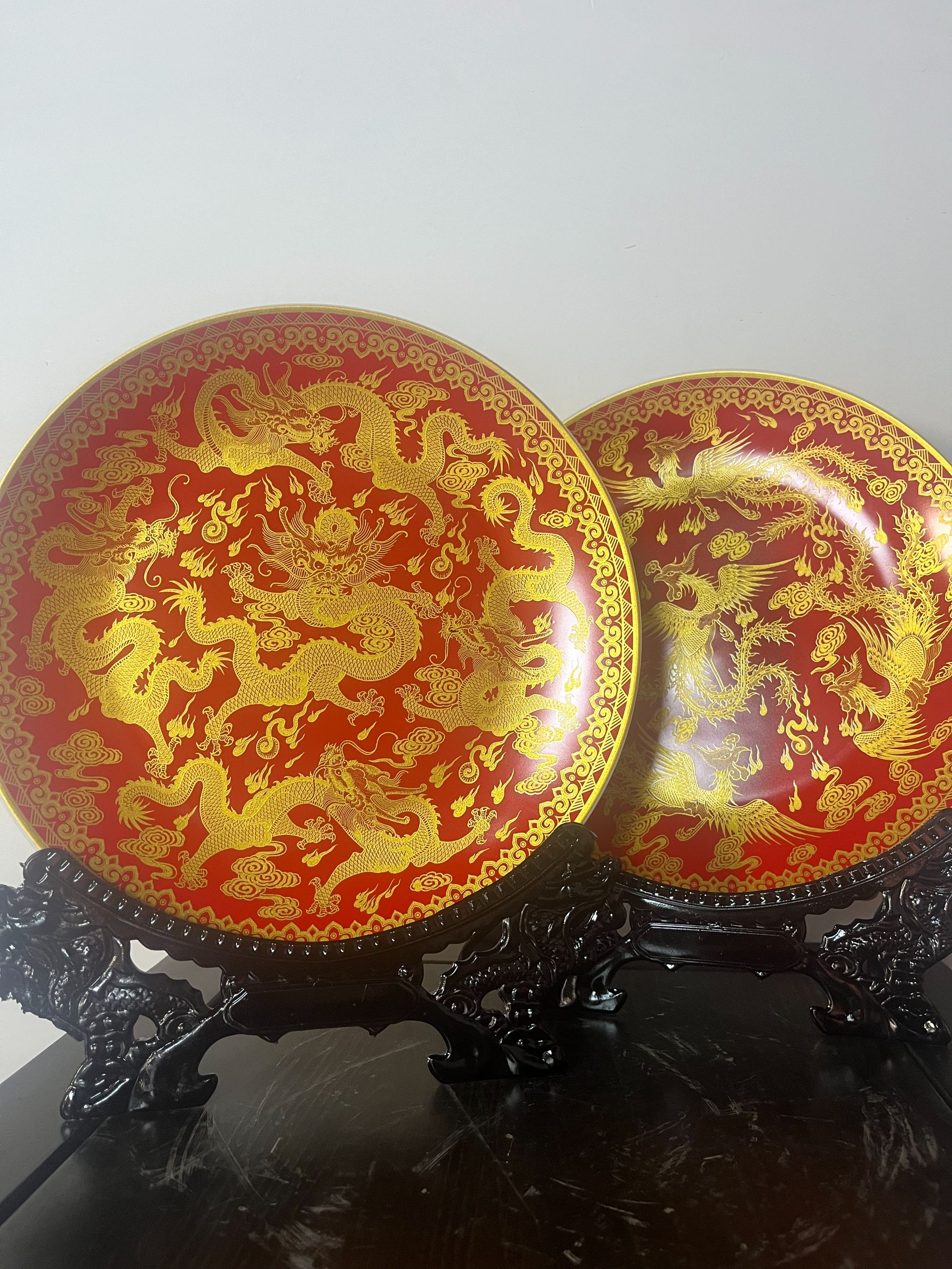 景德镇陶瓷描金龙凤赏盘