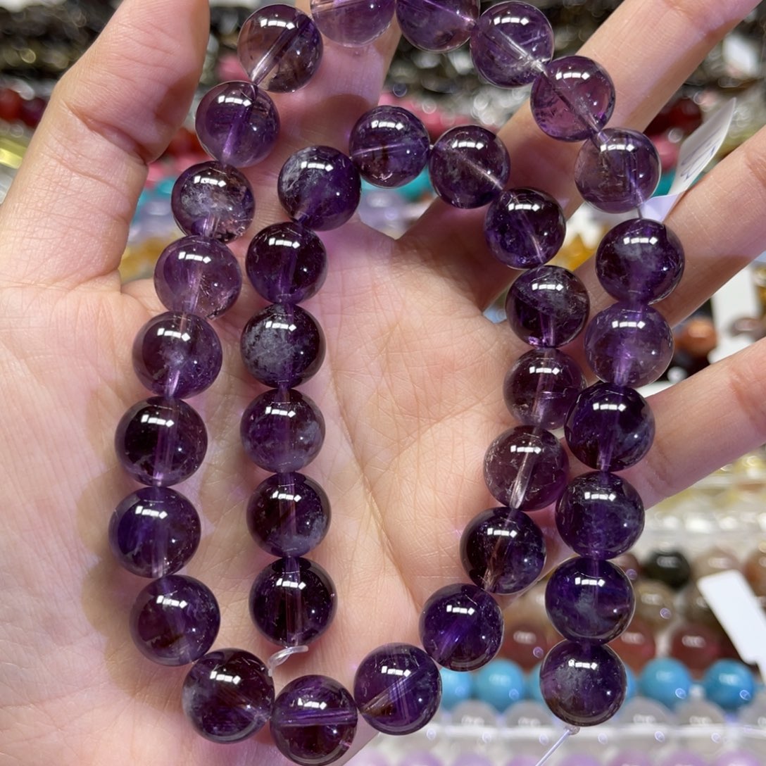 水晶颈饰未镶嵌天然紫黄晶卡12长条38厘米