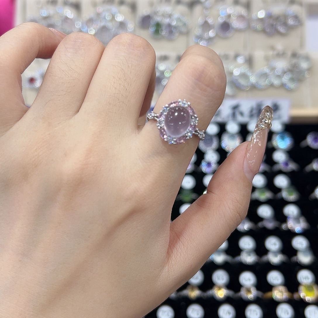 杏***露萤石戒指银S925镶嵌