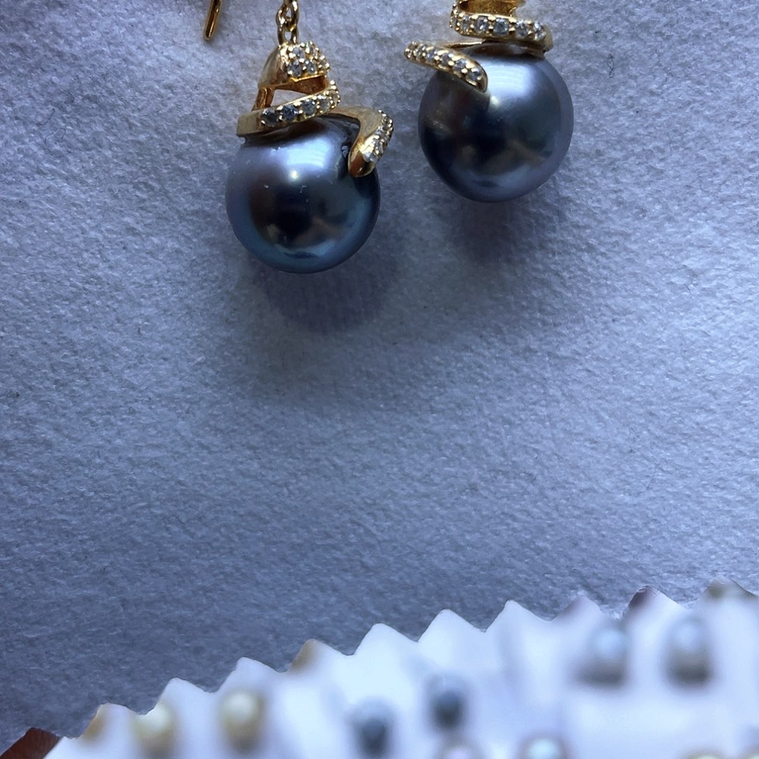 海水珍珠耳饰银S925镶嵌