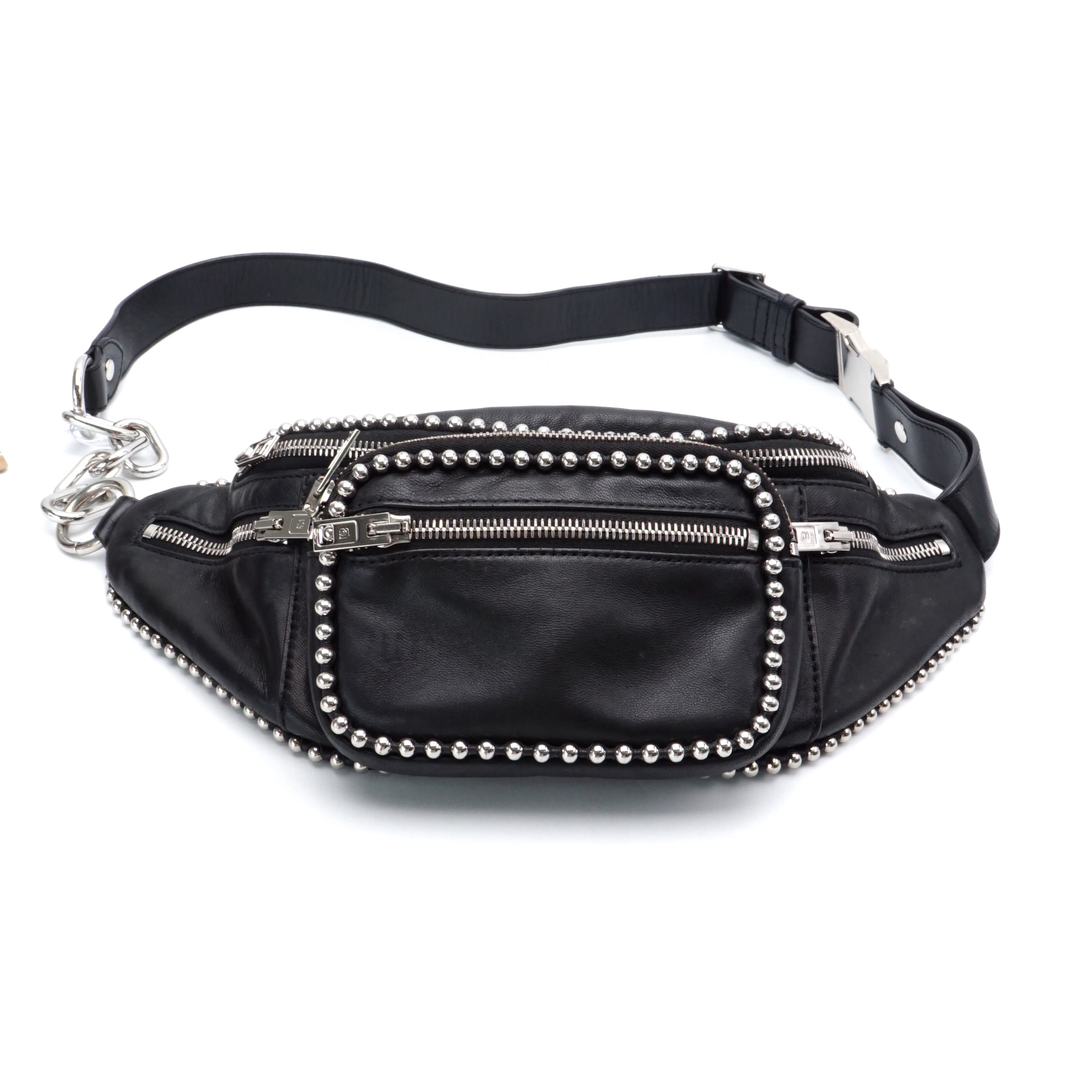 95新 ALEXANDER WANG Alexander Wang黑色铆钉腰包 0922