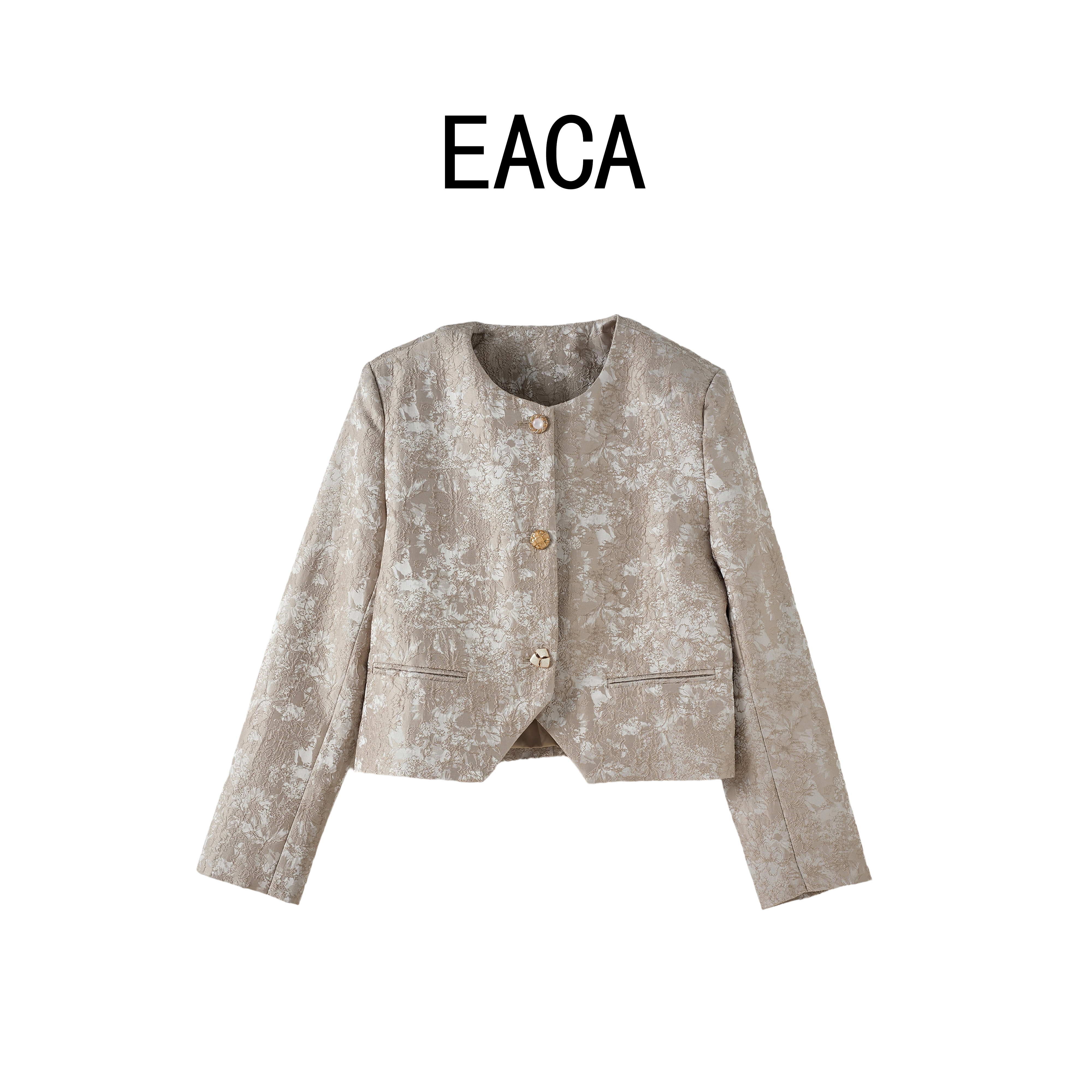 【EACA】新中式提花小香风外套新款法式气质轻奢高级感短款上衣2371