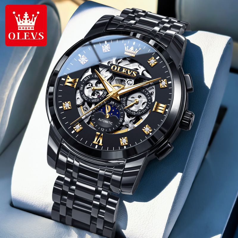 瑞士欧利时经典高档简约百搭时尚多功能防水夜光机械男士手表6721