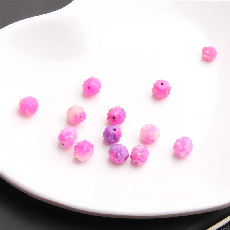 老料正桃红8MM雕刻散珠 K0100 多样性发一