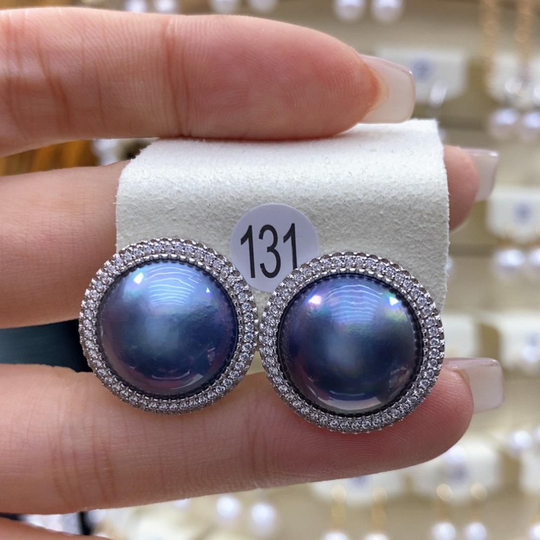 拼合珍珠（马贝珠）耳饰银S925镶嵌