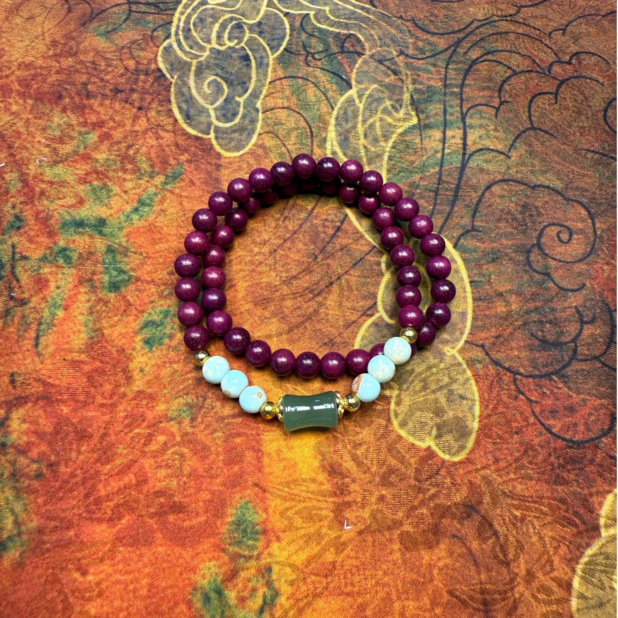 A045紫罗兰木双圈手串-无礼盒