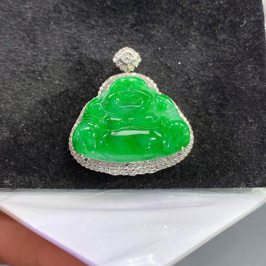 翡翠吊坠(赠链)18K金镶嵌