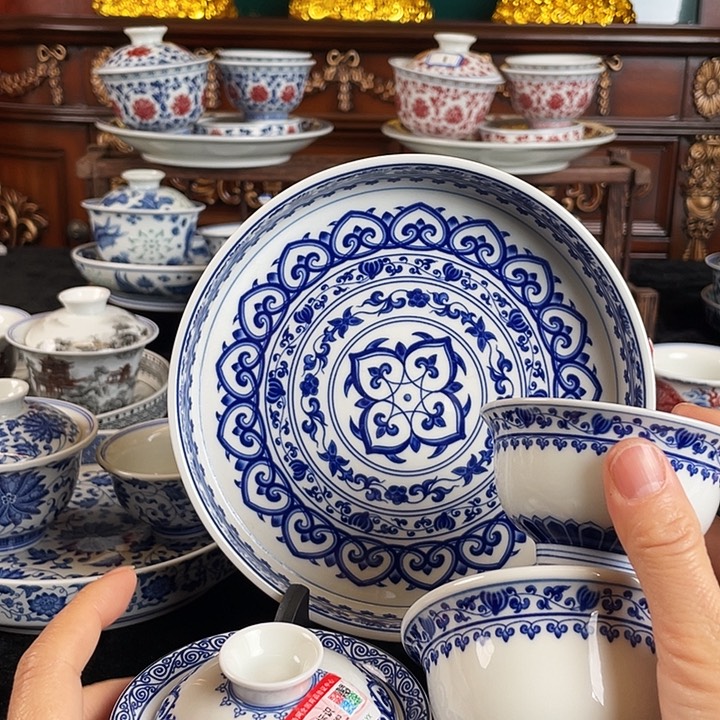 宝相花五件套茶具
