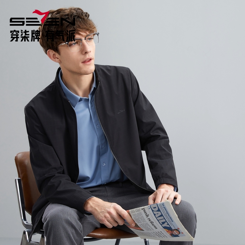 【双面穿】男士立领夹克秋冬新款休闲格纹外套夹克衫126K70040