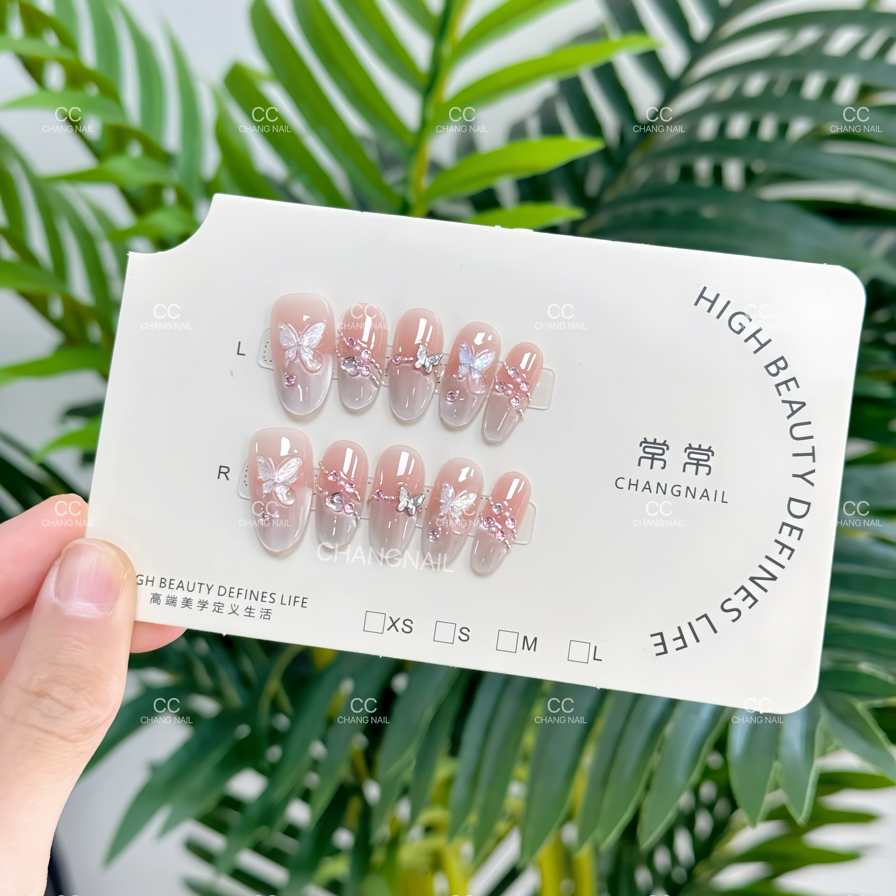 蝶恋繁花-Butterfly flowers-纯手工穿戴甲蝴蝶粉嫩纯欲 10片装