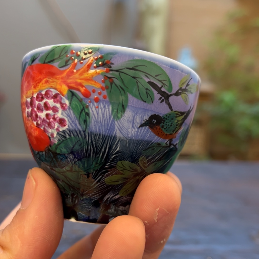 杯柴烧手工手绘陶瓷
