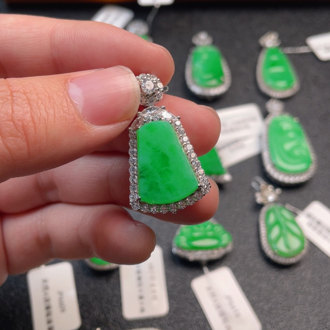翡翠吊坠(不含链)银S925镶嵌