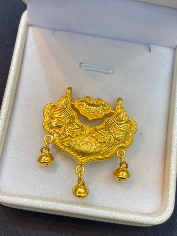 足金999锦鲤锁➕莲花➕3金珠