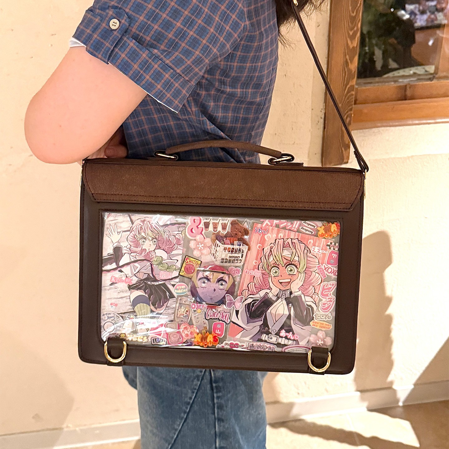 【圣诞】呜咚小铺原创日常百搭二次元jk透明吧唧双肩复古痛包包女