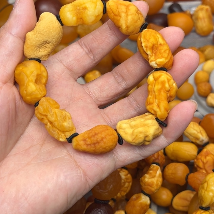 琥珀未镶嵌裸石天然蜜蜡手串