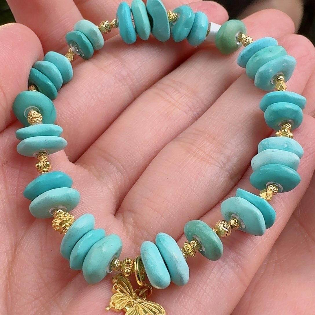 绿松石珠宝奇石18K金镶嵌