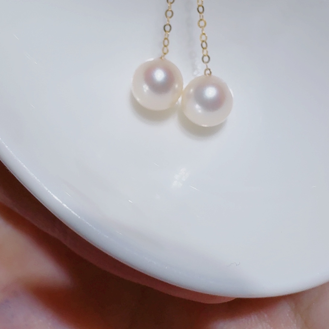 淡水珍珠耳饰18K金镶嵌380