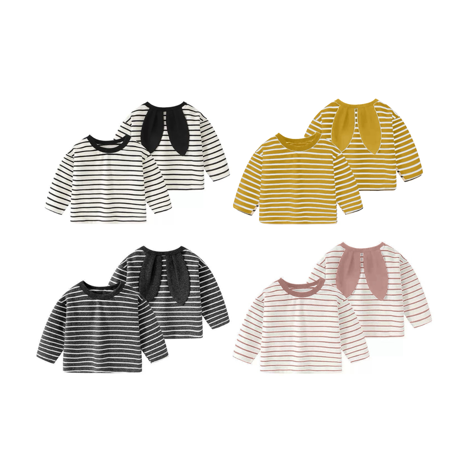 【条纹兔耳朵】兔耳造型宝宝长袖T恤春秋洋气衣服打底男女童上衣