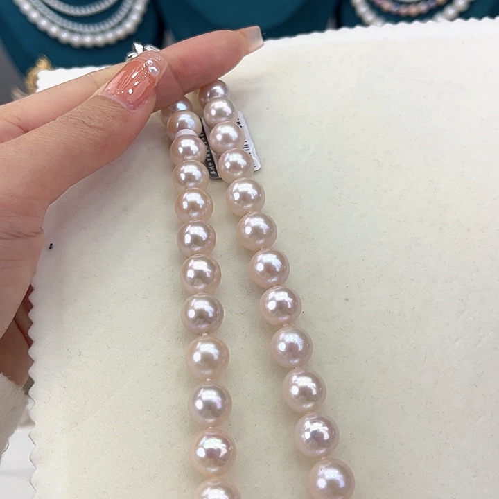 淡水珍珠颈饰银S925镶嵌10-11极光蔓塔玫瑰高品