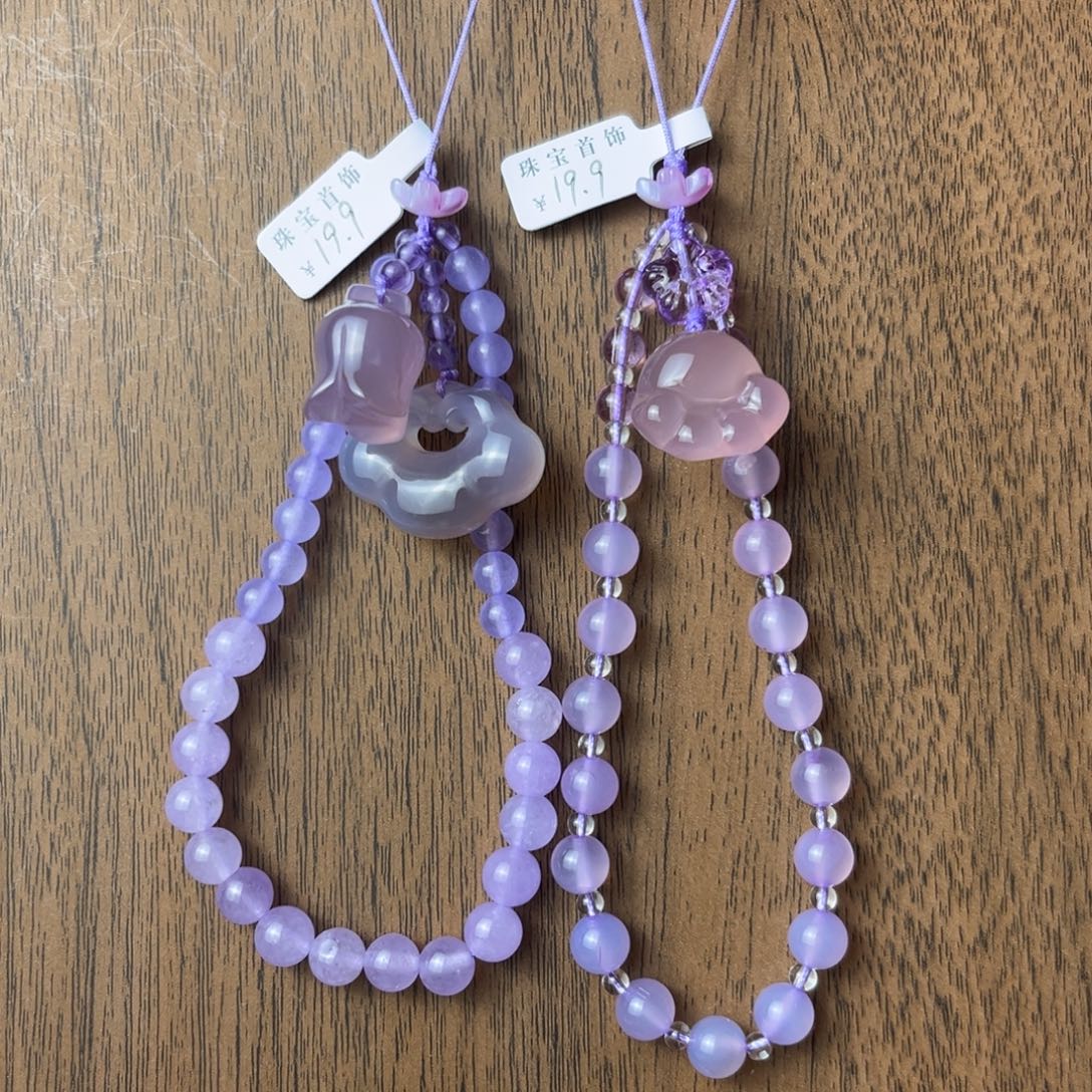 紫罗兰串珠手机链