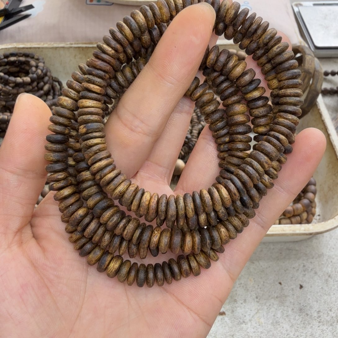 沉香碎屑沉香单圈算盘珠5克多样性发一