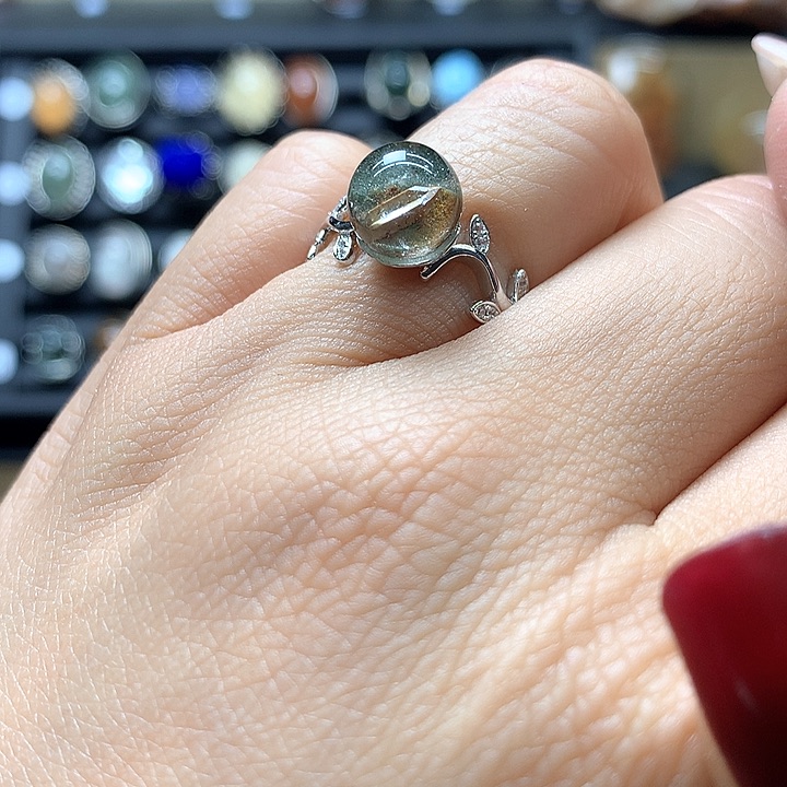 水晶水晶戒指银S925镶嵌佳*