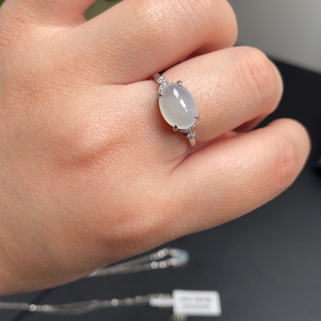 翡翠戒指银S925镶嵌戒指