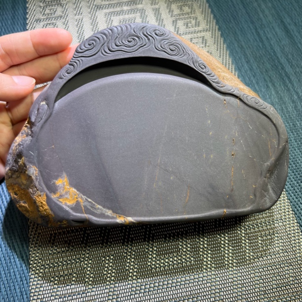 端砚 坑仔岩正肉蕉叶白文房四宝-尺寸15一10.5一3.8cm