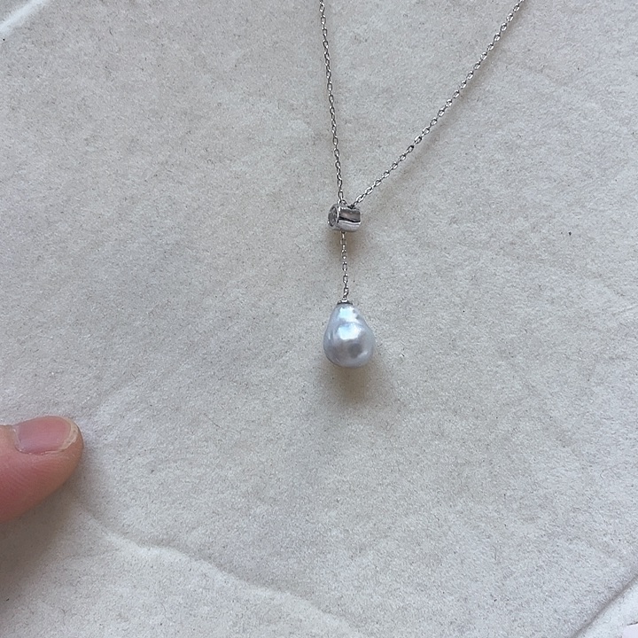 项链银S925镶嵌海水珍珠