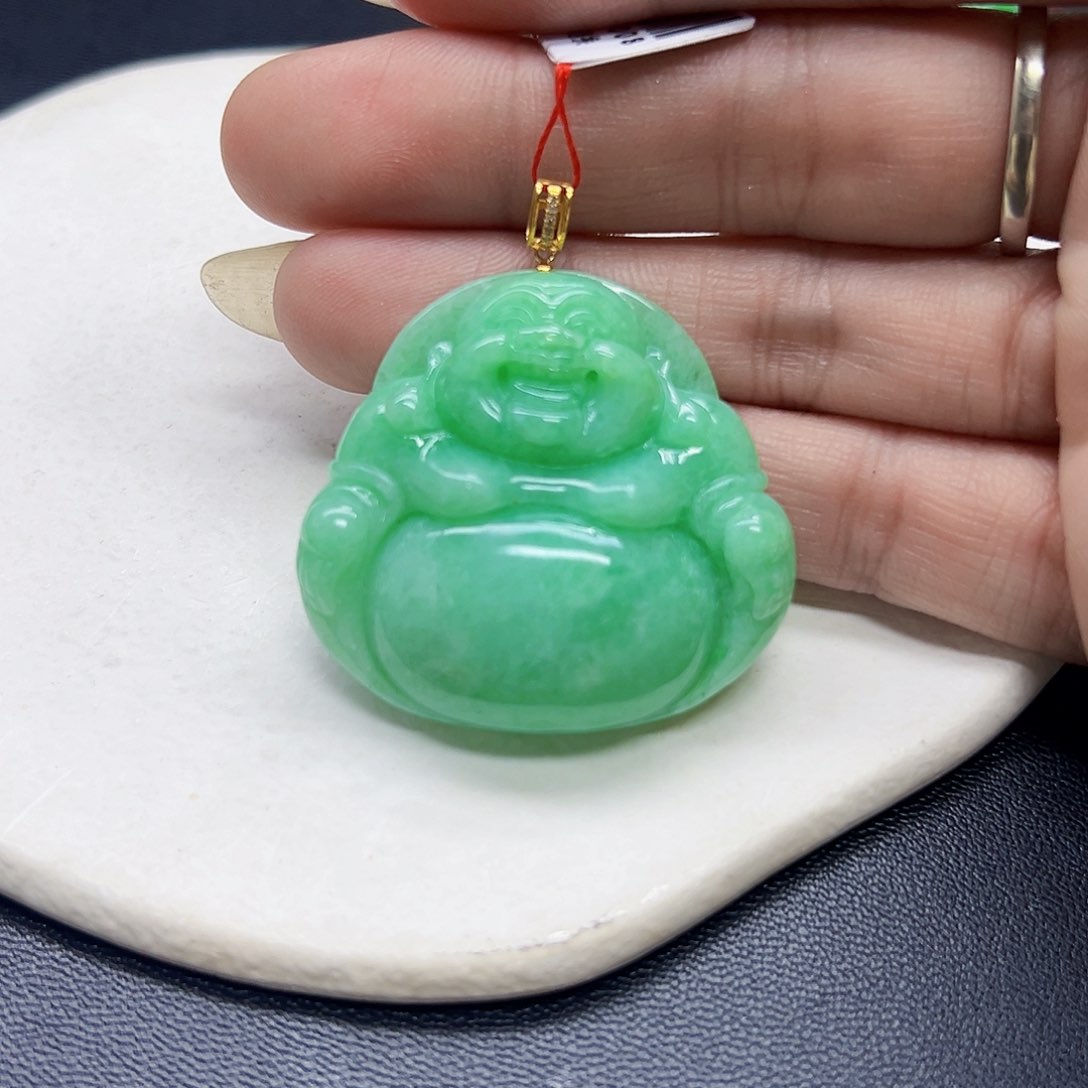 翡翠颈饰18K金镶嵌天然缅料A货一件