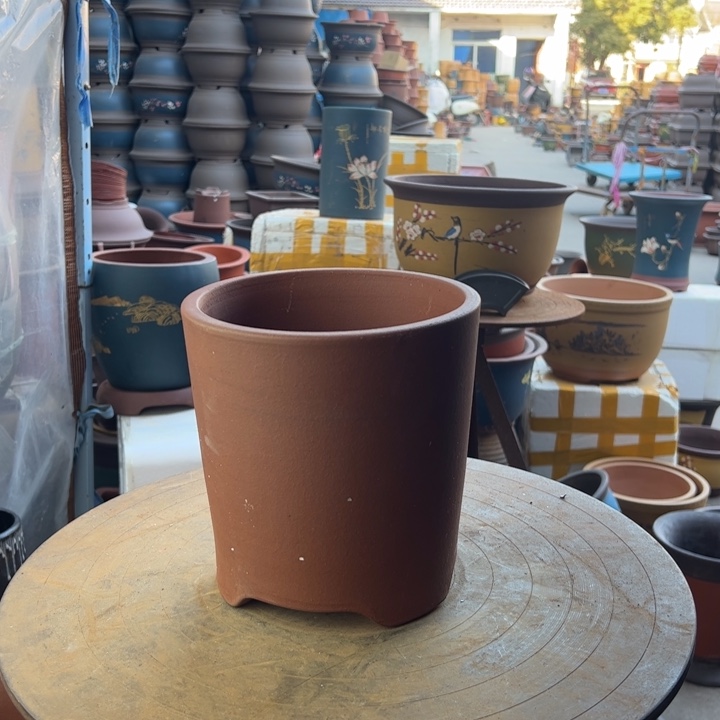 紫砂宜兴紫砂花盆花盆光板笔筒大