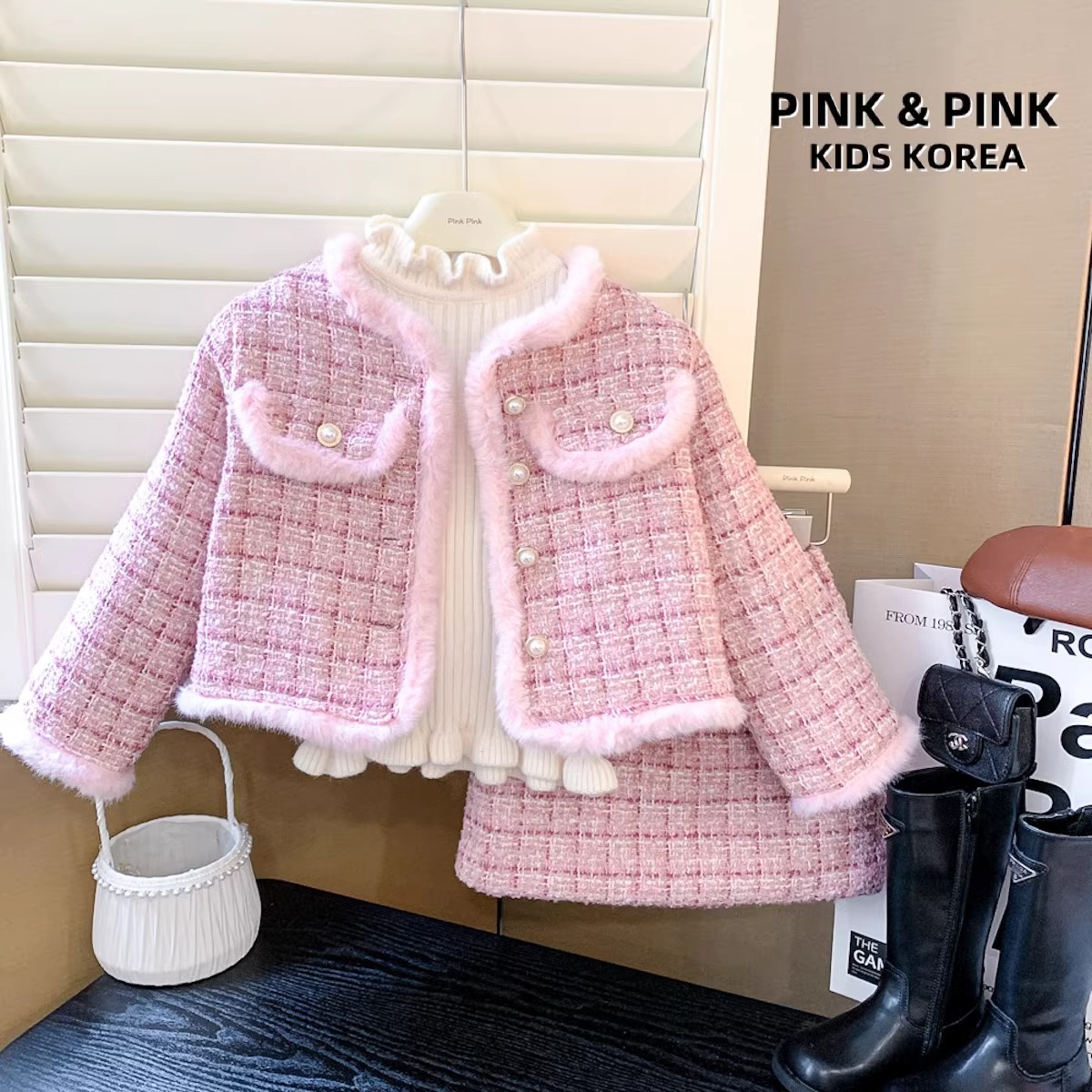 【粉丝福利】2025新款时尚套装女孩小香风长袖上衣短裙两件套6580