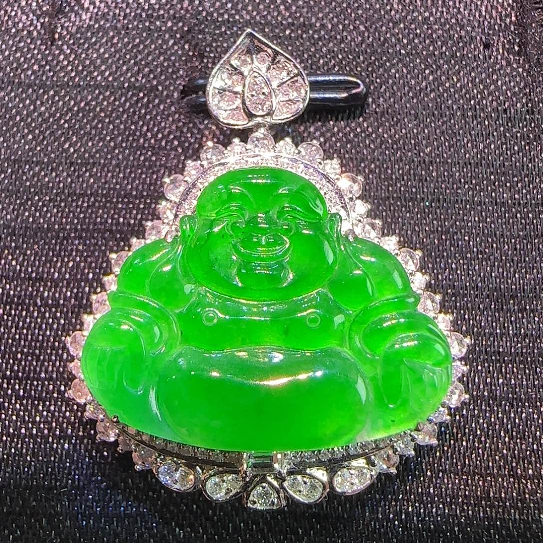 翡翠18K金镶嵌吊坠(不含链)