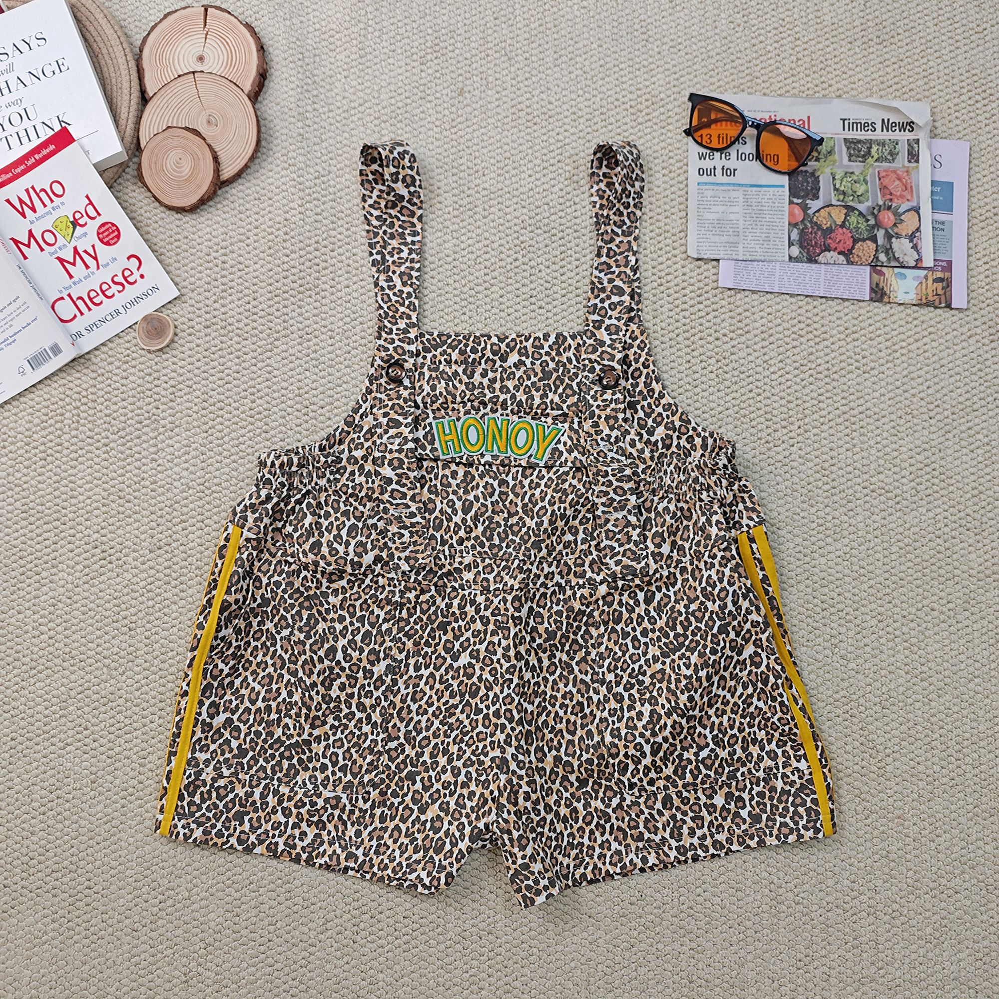 2025夏季新款宽松洗水豹纹时尚休闲背带裤短裤3297